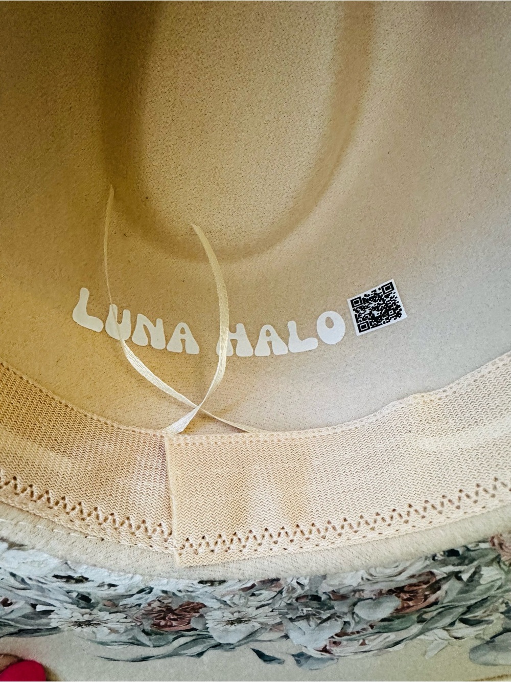 Luna Halo Wide Brim Felt Hat — Hand Painted Floral Brim - Picture 5 of 5